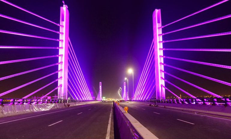 Qatar's first cable-stayed bridge partially opened