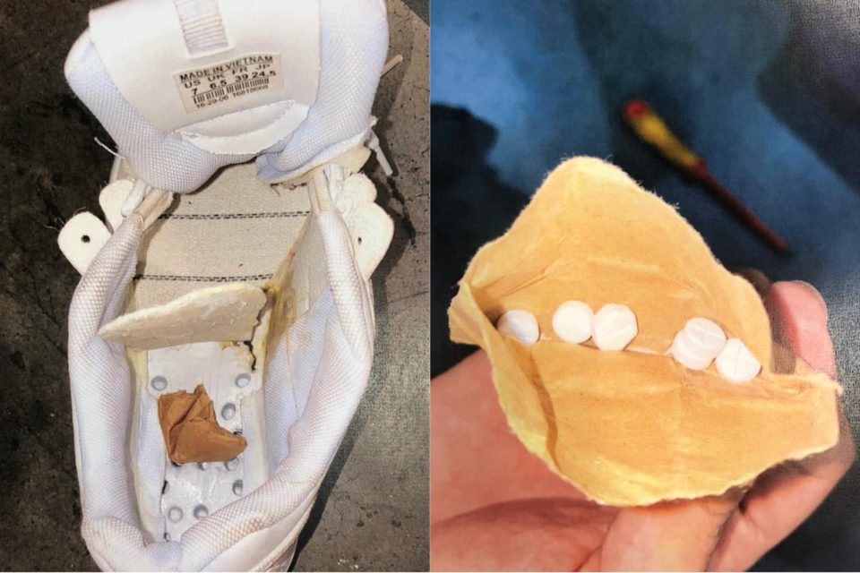 Air Cargo inspectors seize narcotic pills hidden inside shoe