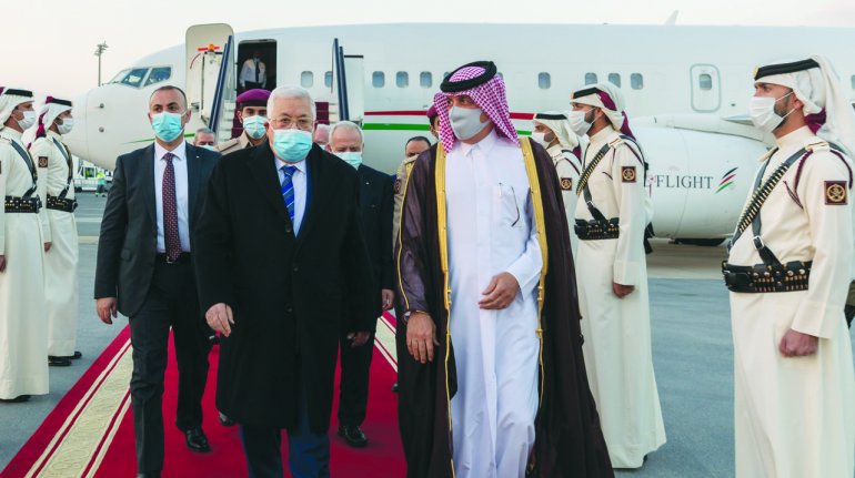 Palestinian President arrives Doha